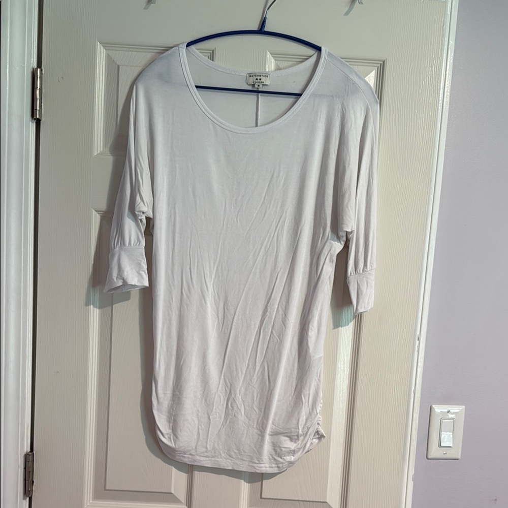 Cream 3/4 Sleeve Relaxed Fit T-Shirt